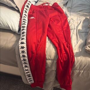 Kappa Zip Up Red Track Pants